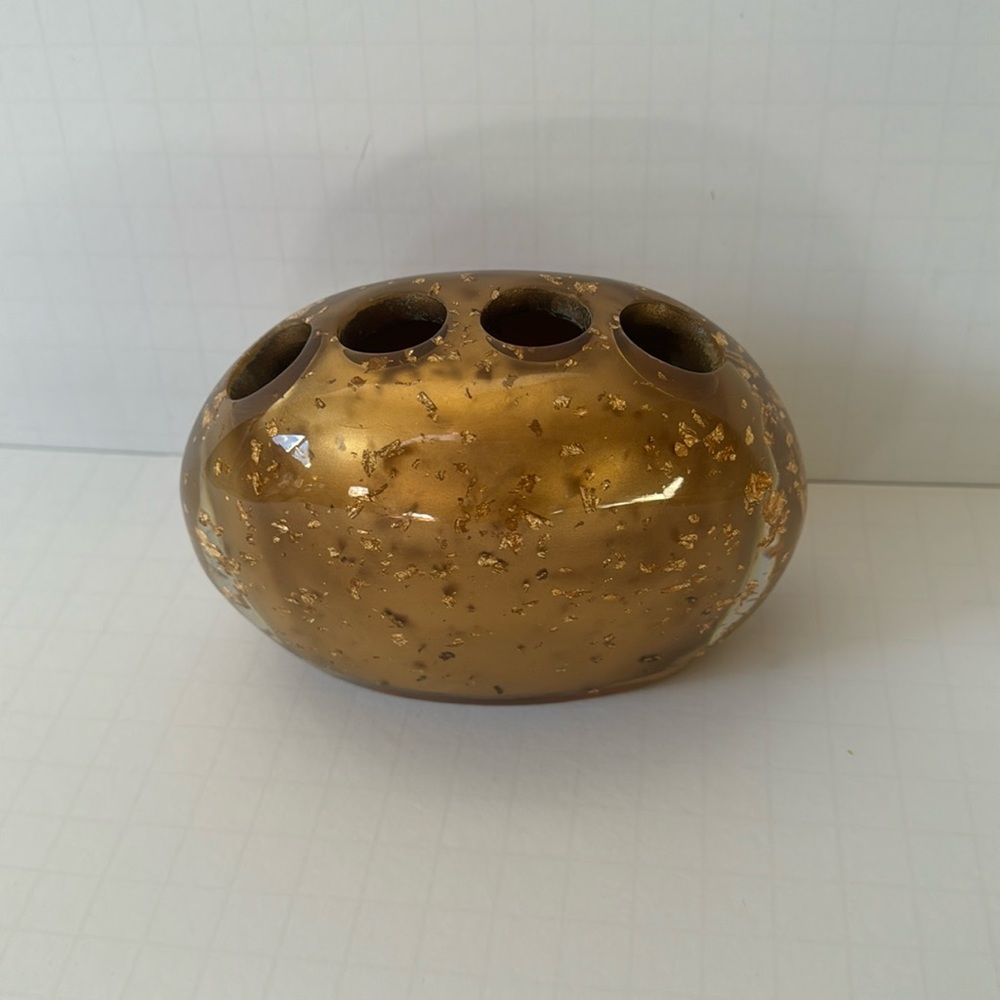 Nicole Miller Toothbrush Holder Gold & Gold Fleck Acrylic